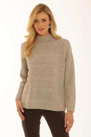 Pomodoro Cable Ribbed High Neck Jumper