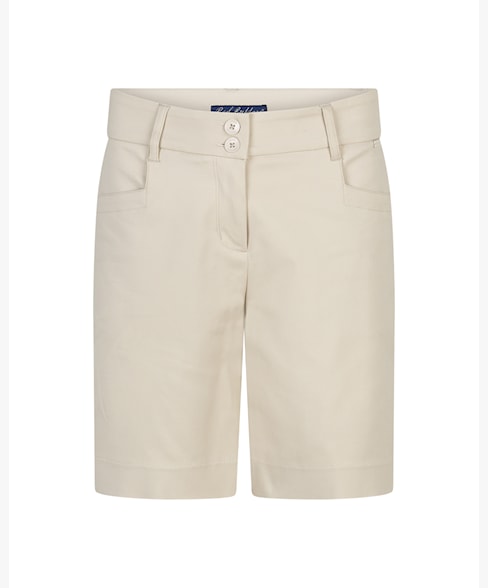 Red Button Ava Tailored Cotton Shorts - Beige