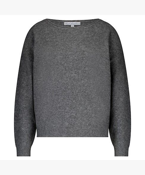 Red Button Boatneck Jumper - Grey Melange