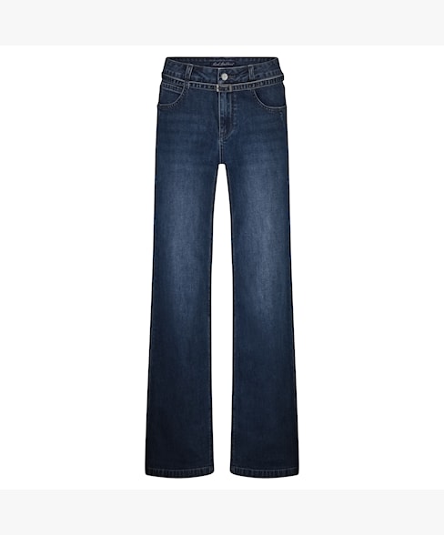 Red Button Claudette Belted Wide Leg Jeans - Dark Stonewash