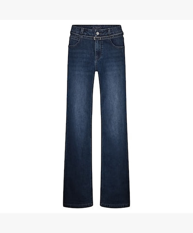 Red Button Claudette Belted Wide Leg Jeans - Dark Stonewash