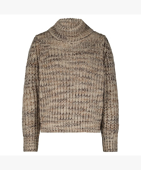 Red Button Cocoon Roll Neck Jumper - Brown