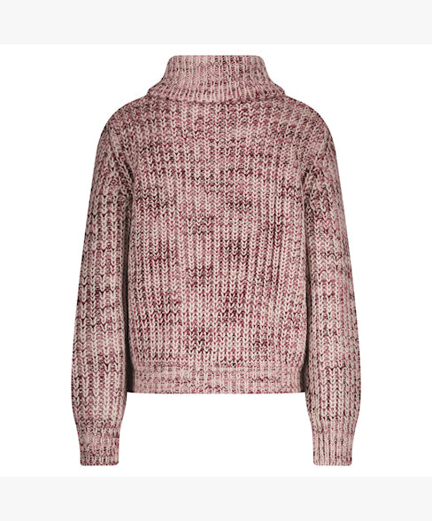 Red Button Cocoon Roll Neck Jumper - Ruby