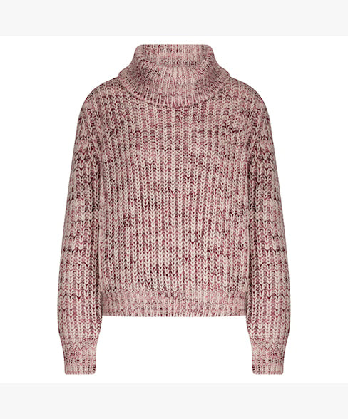 Red Button Cocoon Roll Neck Jumper - Ruby