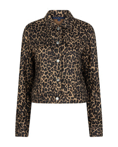 Red Button Leopard Print Trucker Jacket