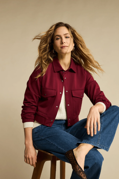 Red Button Punta Pocket Detail Bomber Jacket - Ruby