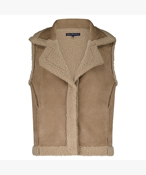 Red Button Teddy Faux Shearling Waistcoat