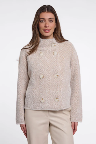 Rino & Pelle Beth Short Double Breasted Herringbone Knitted Jacket