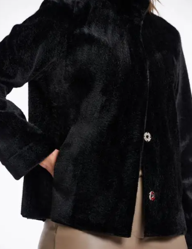 Rino & Pelle Madai Short Faux Fur Jacket - Black