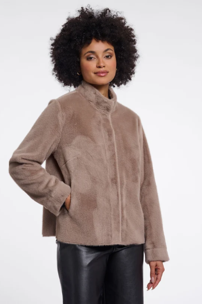 Rino & Pelle Madai Short Faux Fur Jacket - Mocha Latte