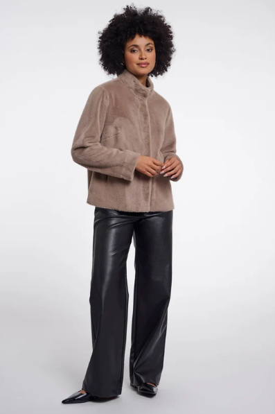Rino & Pelle Madai Short Faux Fur Jacket - Mocha Latte