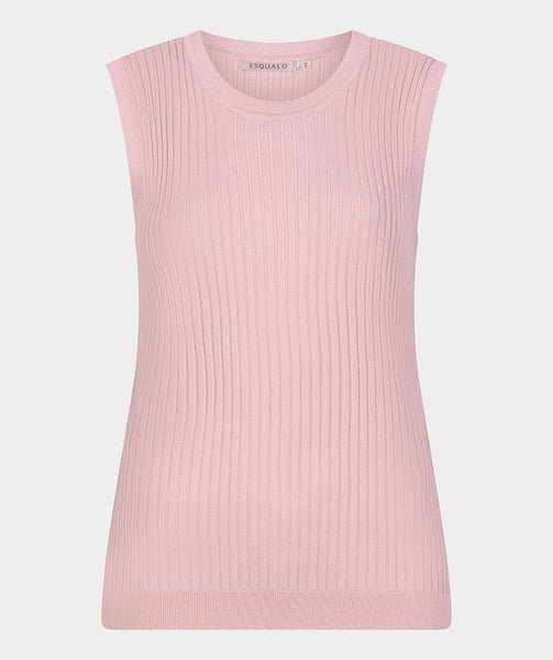 Esqualo Sleeveless Ribbed Top - Pale Pink