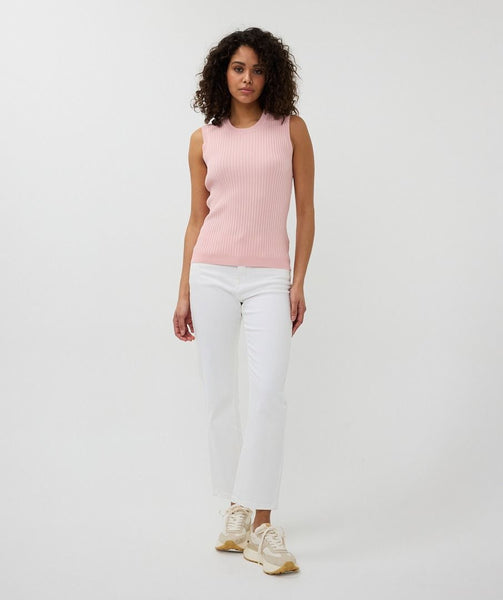 Esqualo Sleeveless Ribbed Top - Pale Pink