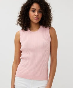 Esqualo Sleeveless Ribbed Top - Pale Pink