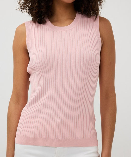 Esqualo Sleeveless Ribbed Top - Pale Pink