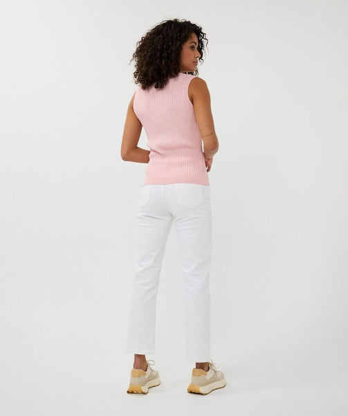 Esqualo Sleeveless Ribbed Top - Pale Pink