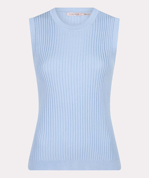 Esqualo Sleeveless Ribbed Top -Pale Blue