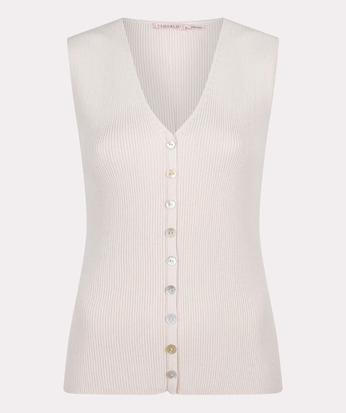 Esqualo Sleeveless V-Neck Button-Through Top - Cream