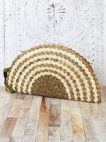 Suzie Blue Half Moon Pandan Leaf Clutch Bag