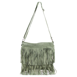 Suede Fringe Shoulder Bag