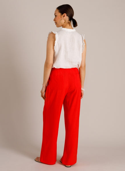 Yest Martha Crinkle Wide Leg Drawstring Trousers