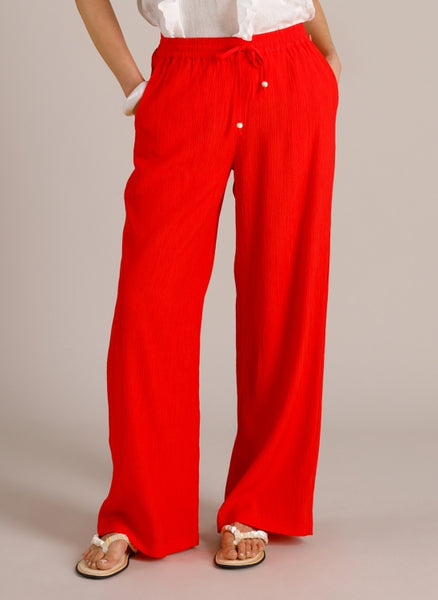 Yest Martha Crinkle Wide Leg Drawstring Trousers