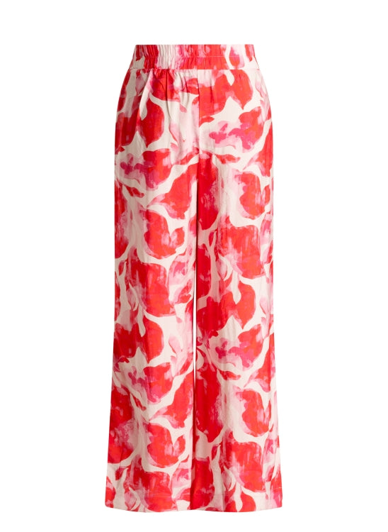 Yest Meline Blurred Floral Pattern Wide Leg Trousers